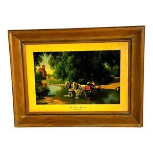 Paul Detlefsen "The Big Moment" Vintage Print In Wooden Frame Retro Cottage Core